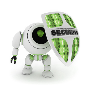 Bild Roboter und Schutzschild, smart and secure
